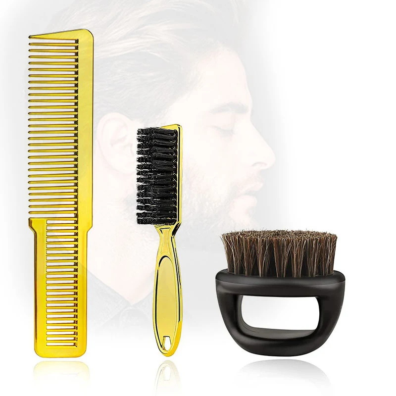 

Professional Barber Shop Styling Comb Set Gold Hairdressing Neck Brush Electroplated Oil Head Comb Men Salon Wide Tooth Comb
