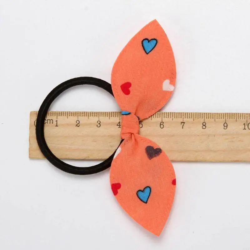 50le Girl Long Rabbit Ears Bowknot Elastic Rambut Rope Polka Dot Stripe Cloth Band Rubber Band Metal Buckle Kuncir Kuncir