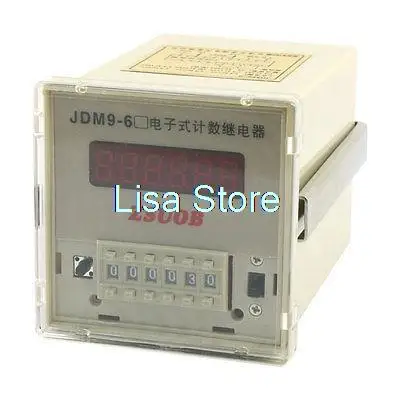 AC 220V LCD Display 6 Digit 1-999999 Digital Counter Relay Count Up JDM9-6