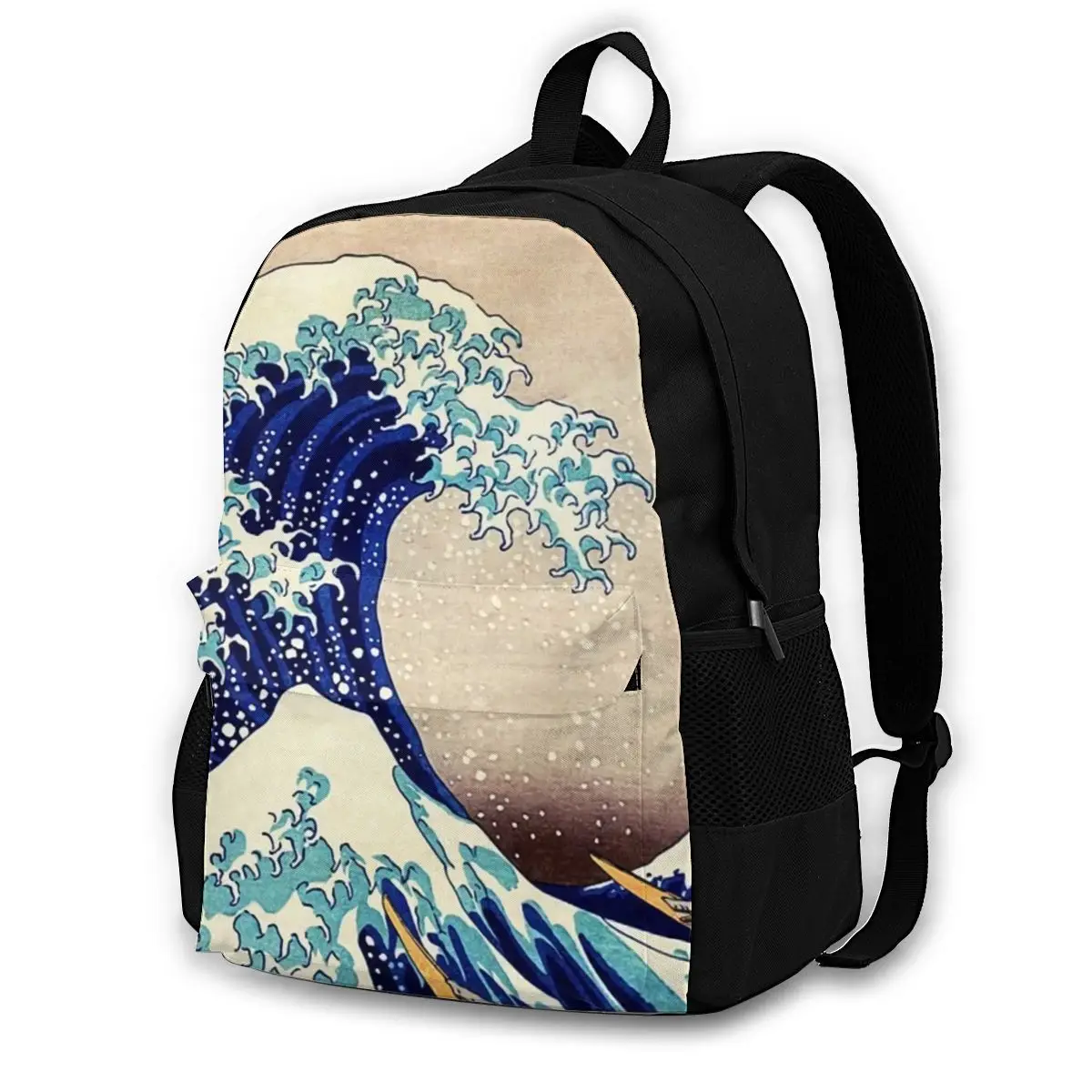 Hokusai Backpacks Polyester Travel Youth Backpack Pattern Unusual Bags