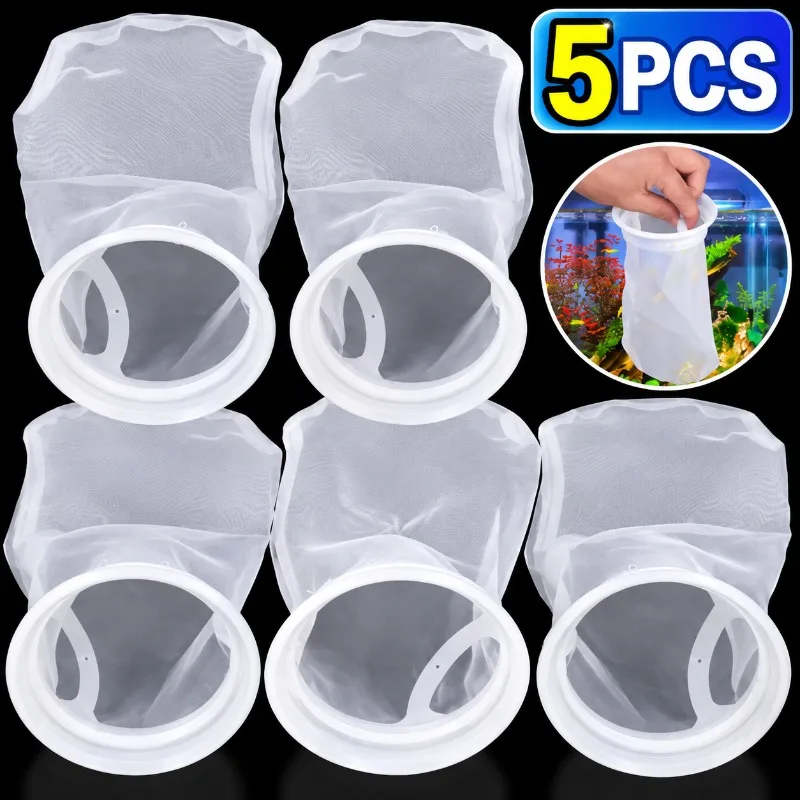 1/5pcs Multifunction Nylon Filter Sump Bags Aquarium Filter Socks Bags with Frame Reusable Fish Tank Filtration Accessories