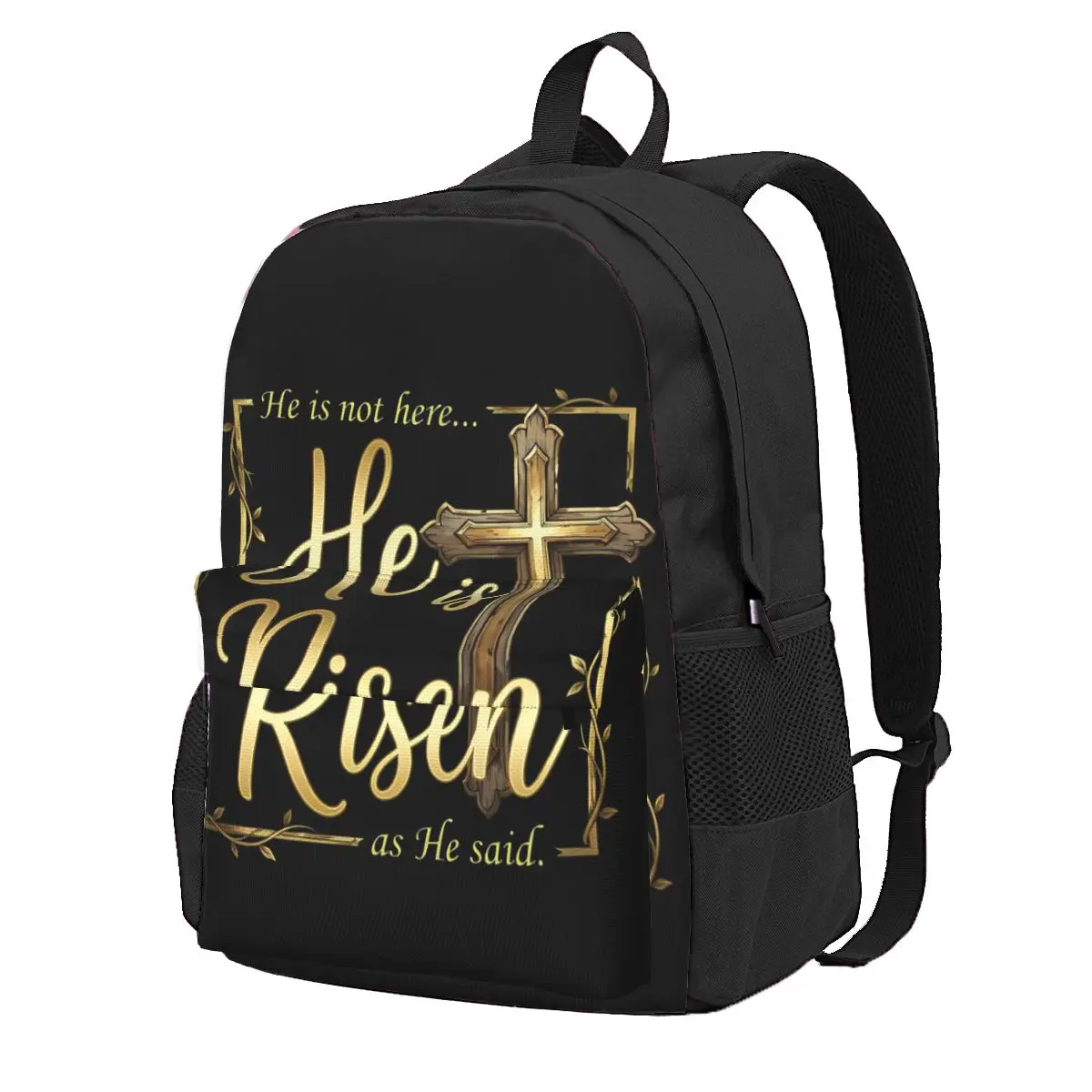

He Is Risen Easter Cross Bible Verse Student Backpack School Bag Hiking Travel Daypack Boys Girls Fashion Bookbag Shoulder Bags