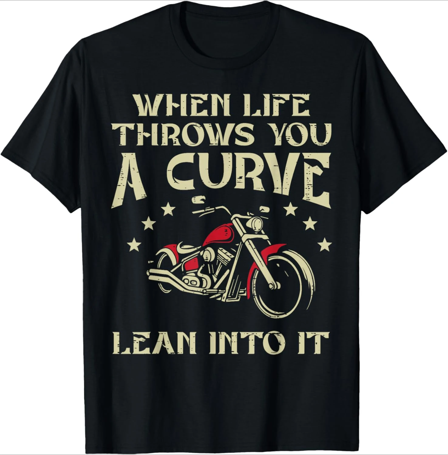 Biker When Life Throws You A Curve Motorcycle pattern design-100% cotton O-neck short sleeve casual printed men's T-shirt.
