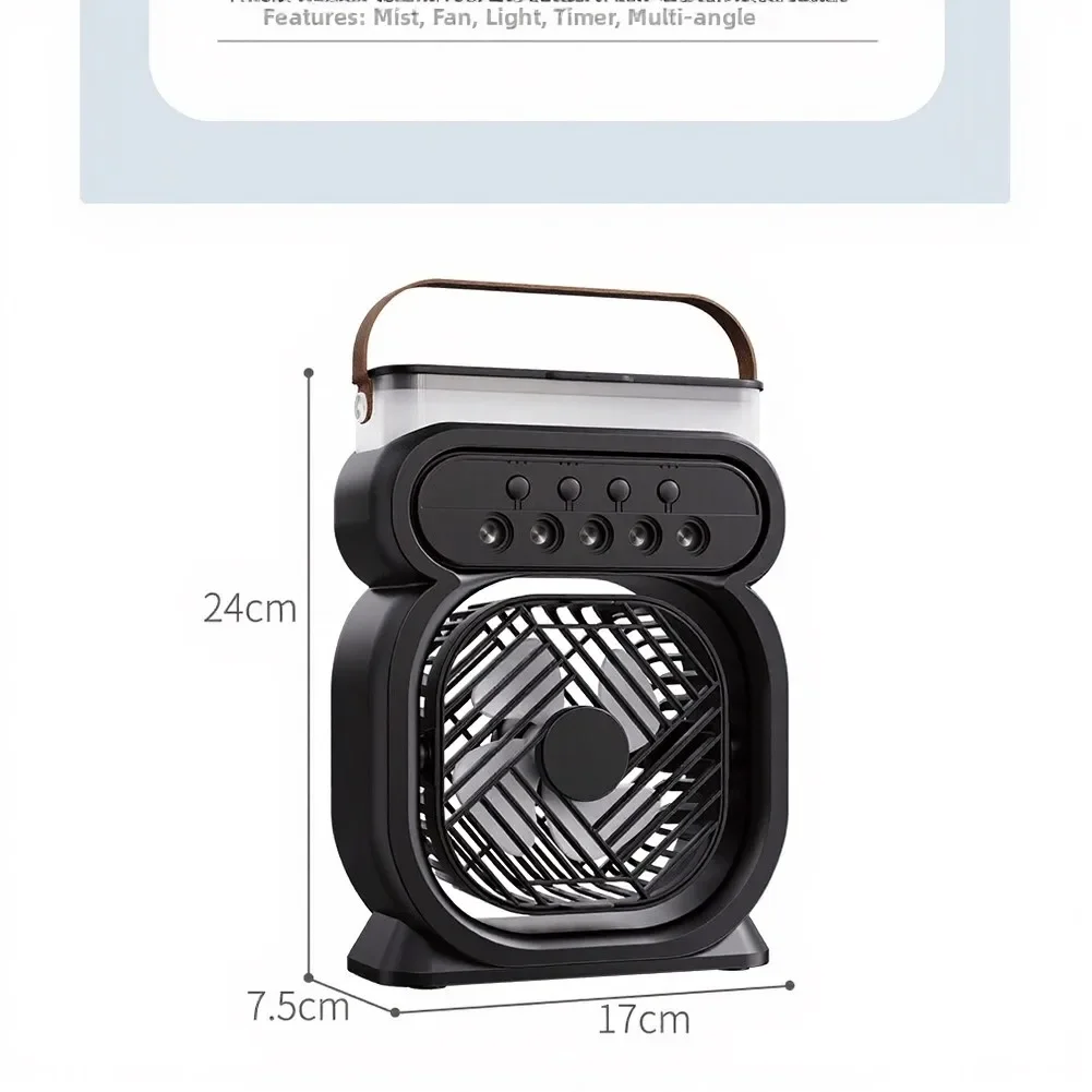 Desk-Sized USB Cooler With 7-Color LED Light 3 Fan Speeds 3 Spray Modes 450ml Reservoir 1/2/3 Hour Programmable Timer