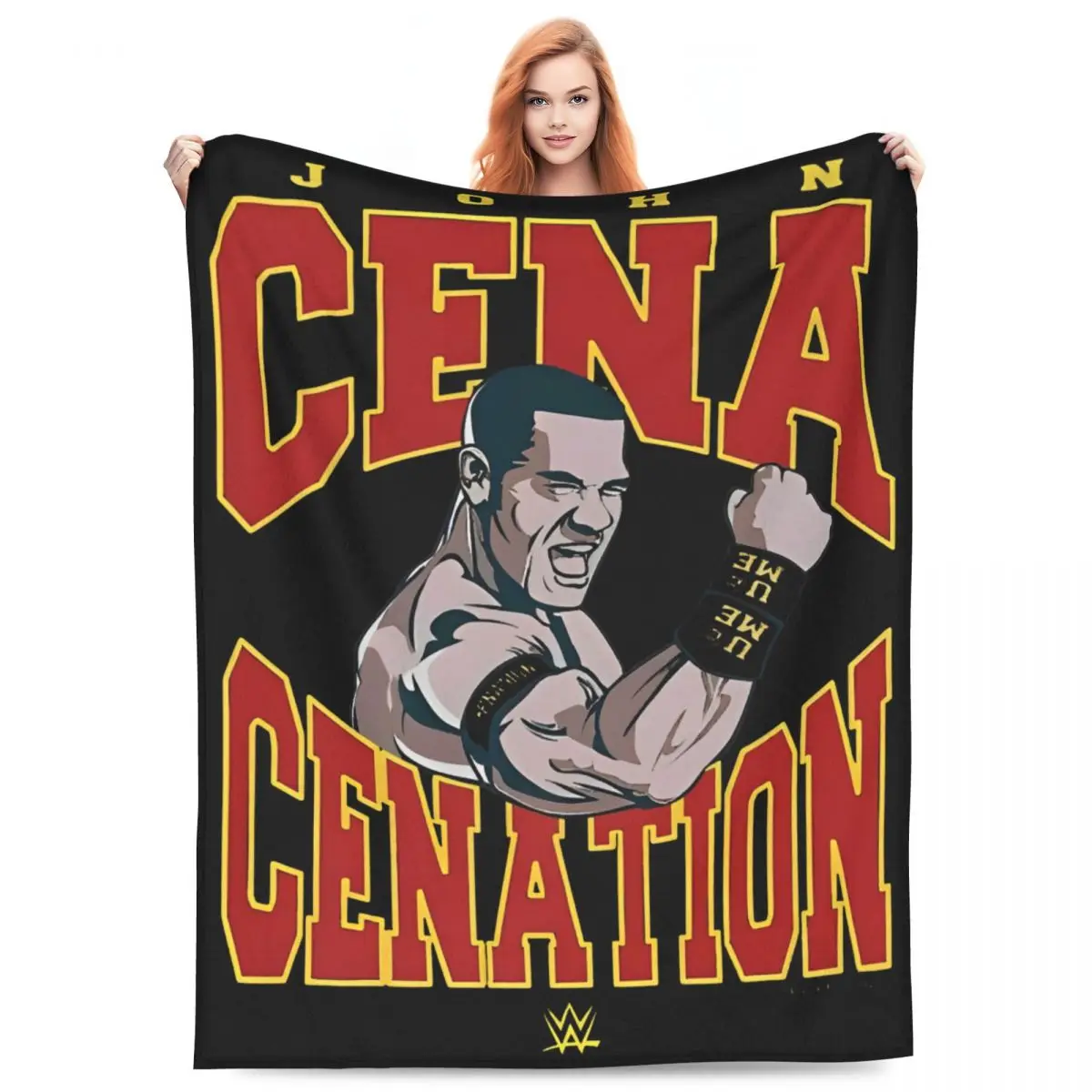 John Cena Cenation Collegiate Blanket Flannel Textile Decor Wrestlemania Cozy Lightweight Throw Blanket for Bed Travel Rug Piece