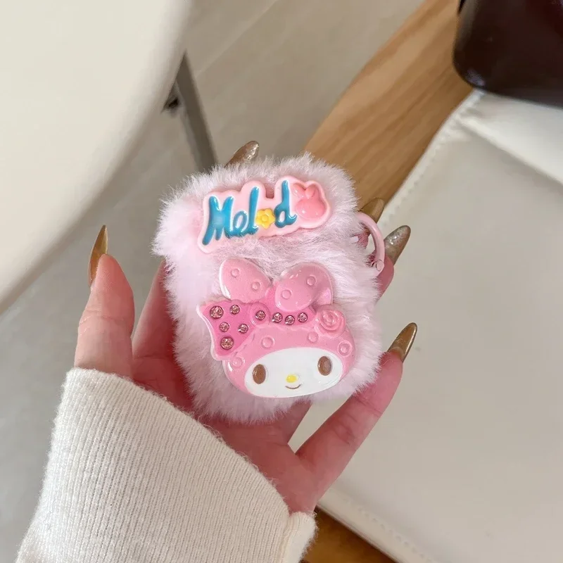 Sanrio Hello Kitty Kuromi My Melody Furry Plush Soft Earphone Case For Airpods 1 2 3 4 Pro 2 Wireless Bluetooth Headset Cover