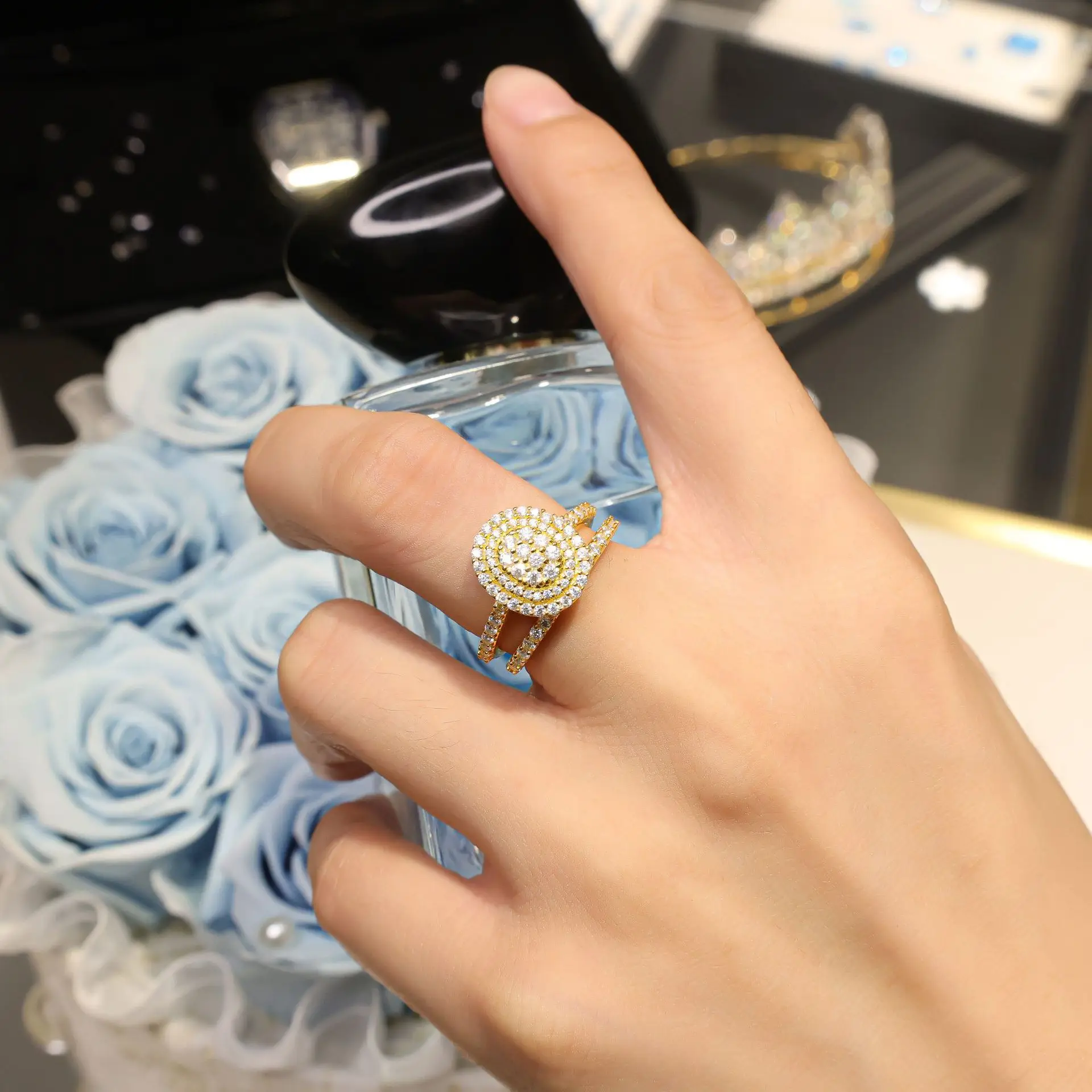 

Luxury 14k/18k Gold 925 Sterling Silver Engagement Wedding Ring Moissanite Diamond Women's Jewelry Promise Unisex for Party