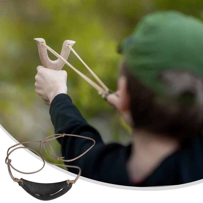 1-4PCS Old-Fashioned Leather Throwing Slingshot Handmade Shepherd Shot Rope Strap for Outdoor Hiking Hunting Accessories