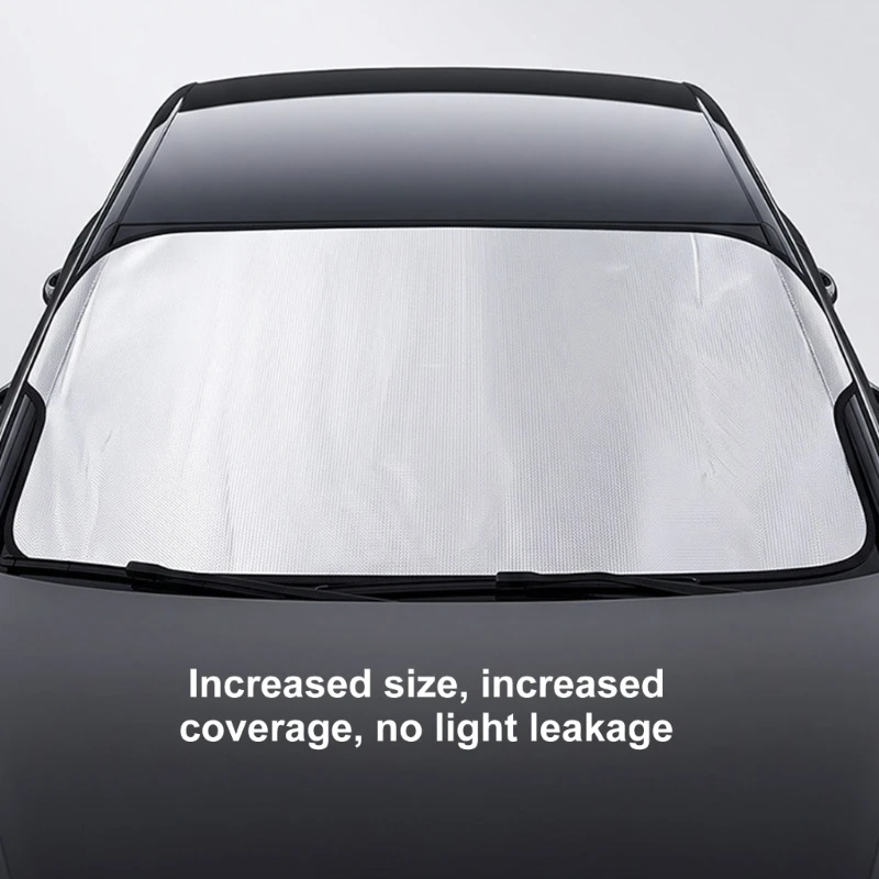 y1gd Wide Front Windshield Cover for Parked Reflective Silver Film with Foldable Storage Design for Daily Parking