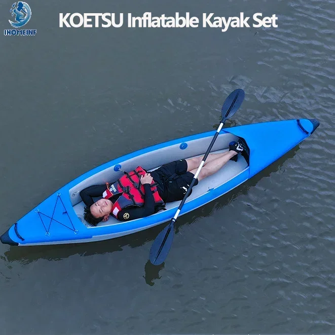 

KOETSU 1~2 Persons Rubber Boat with Air Deck Floor Kayak Inflatable Rafting Kayak with V-shaped Hard Keel Fishing Water Sports