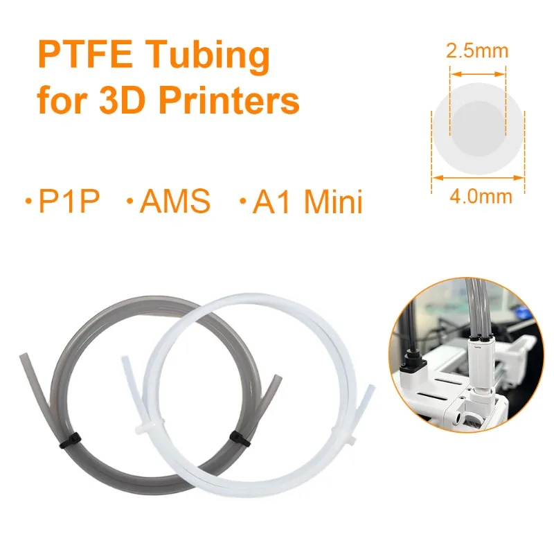 

Для Bambulab P1S/P1P/A1/A1mini/AMS — подающая трубка из ПТФЭ (2,5*4 мм), удаленная подача для нити 1,75 мм, часть 3D-принтера