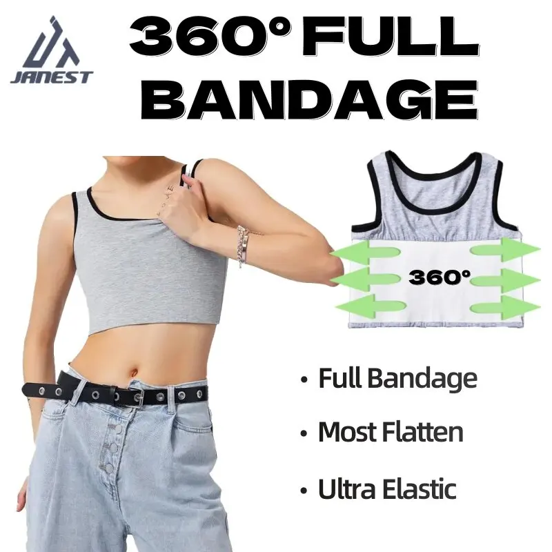 Janest Pullover Bandage Stretchable Chest Binder Trans Underwear Strengthen Bandage Reinforced Short Corset Clothing Women