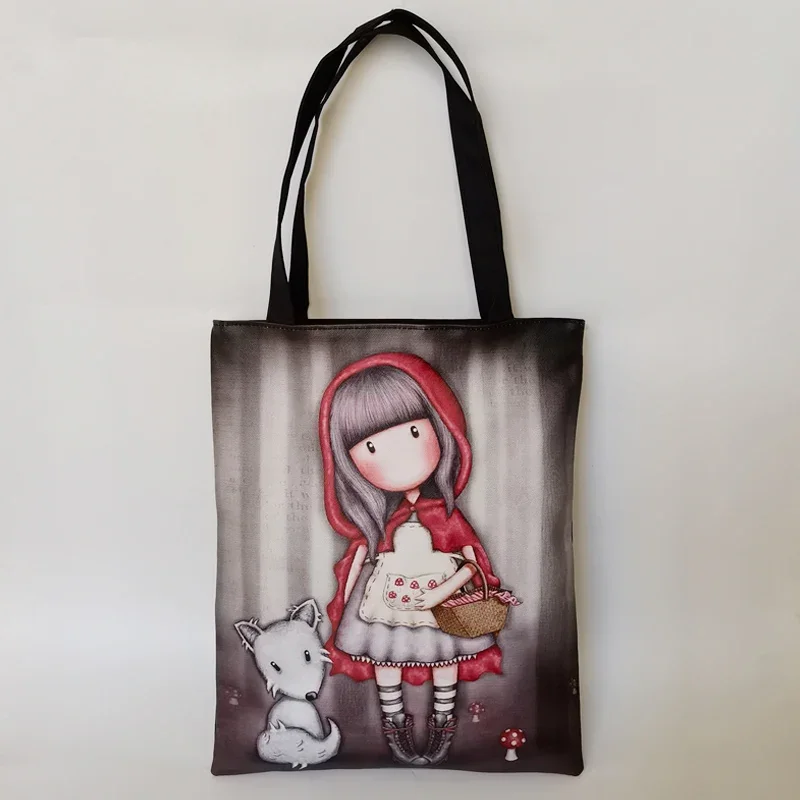 Fashion Cartoon Printing Women\'s Casual Tote High Quality Durable Fabric Shoulder Bag Girls Lovely Shopping School Bag Handbag