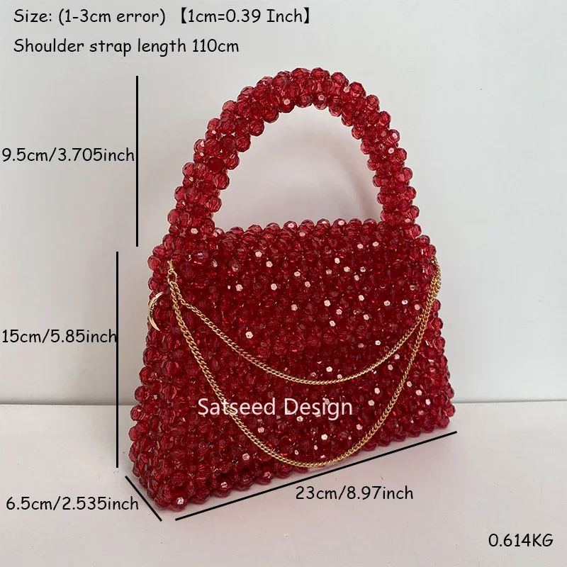 Handmade Customized Color Acrylic Beaded Bag Fashion Woven Flap Women's Top-Handle Bags Summer Senior Purses Handbag 2023