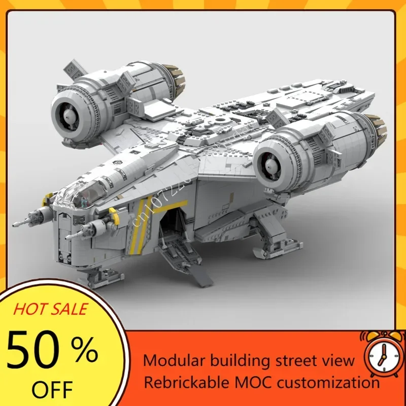 

7086PCS Razor Crest modified Space War Military MOC SpaceShip Battle Model Custom Puzzles DIY Education Assembly Model Toy Gift