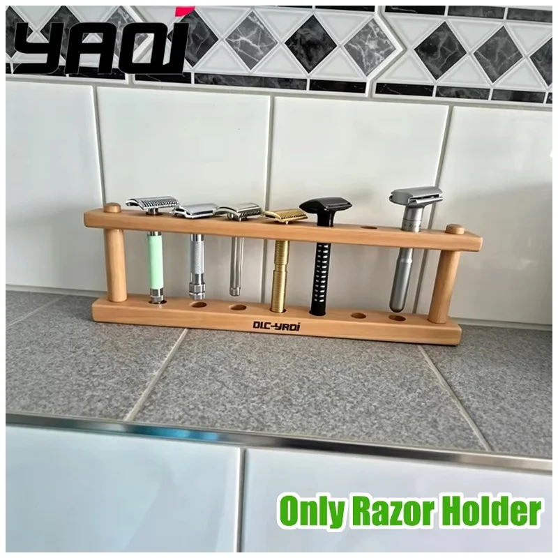 YAQI High-qualityBeech Wood Razor Holder Wet Shave Tools Men Shaving Products For Safety Razors Best Gift for Men Mens Gift