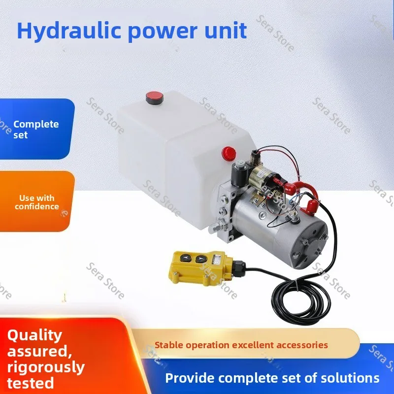 Single acting dump trailer Plastic fuel tank Flat truck DC power pump station Electric remote control Hydraulic unit Oil pump