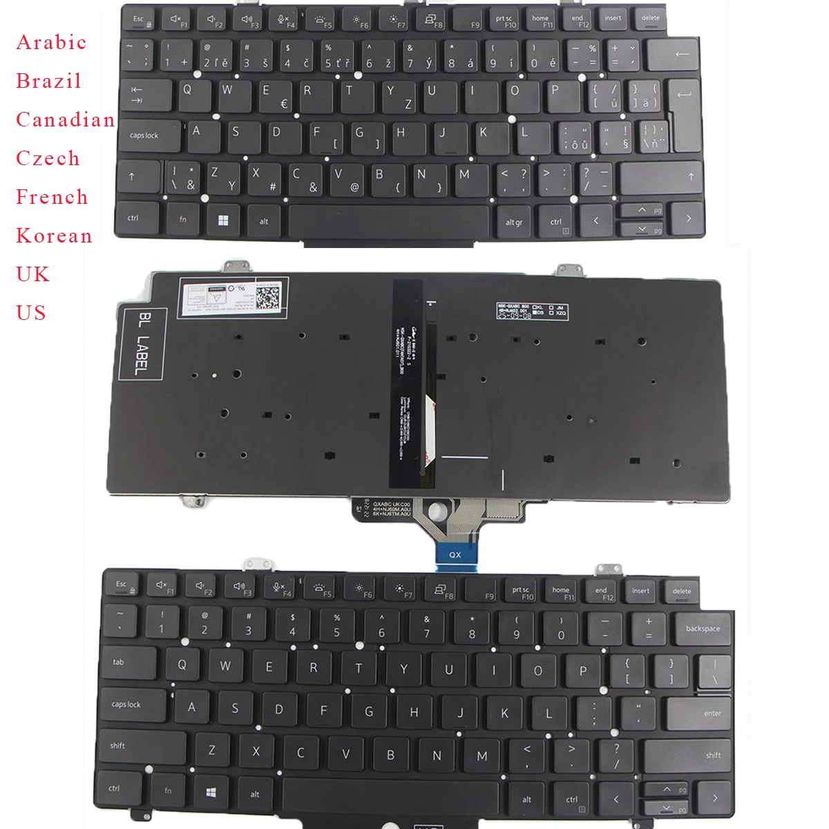 Novo Teclado Retroiluminado Árabe, Brasileiro, Canadense, Checo, Francês, Coreano, Britânico e Americano para DELL Latitude 5450 3450, Precision 3490 do ano 2024