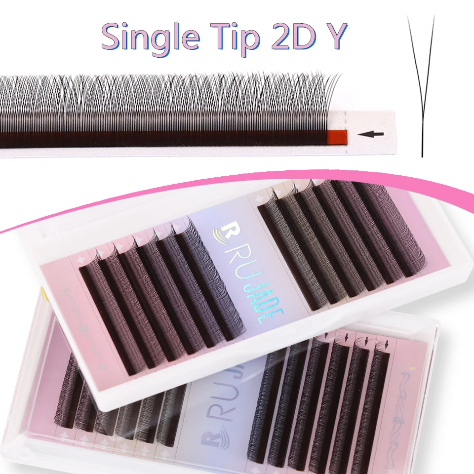 

RUJADE 2D Y Shape Eyelashes V shape Soft Light Natural 2D Lash Extension Supplies Makeup Mesh Net Cross Premade Volume Fan Lash
