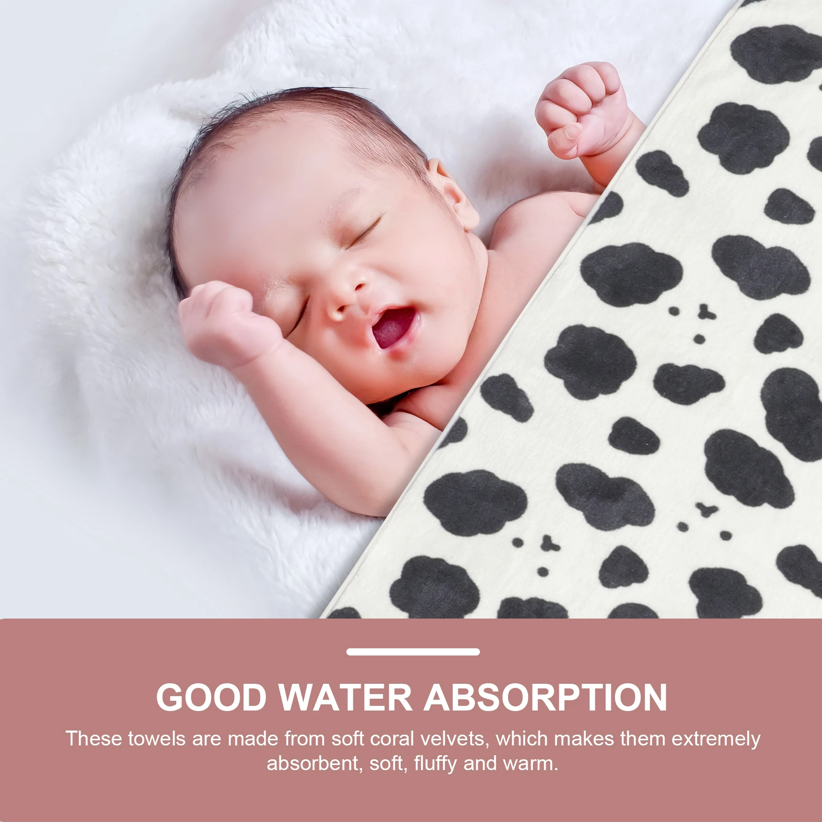 

Coral Fleece Towel Skin Friendly Bath Towel Cows Pattern Large Size Premium Material Absorption Home Hotel