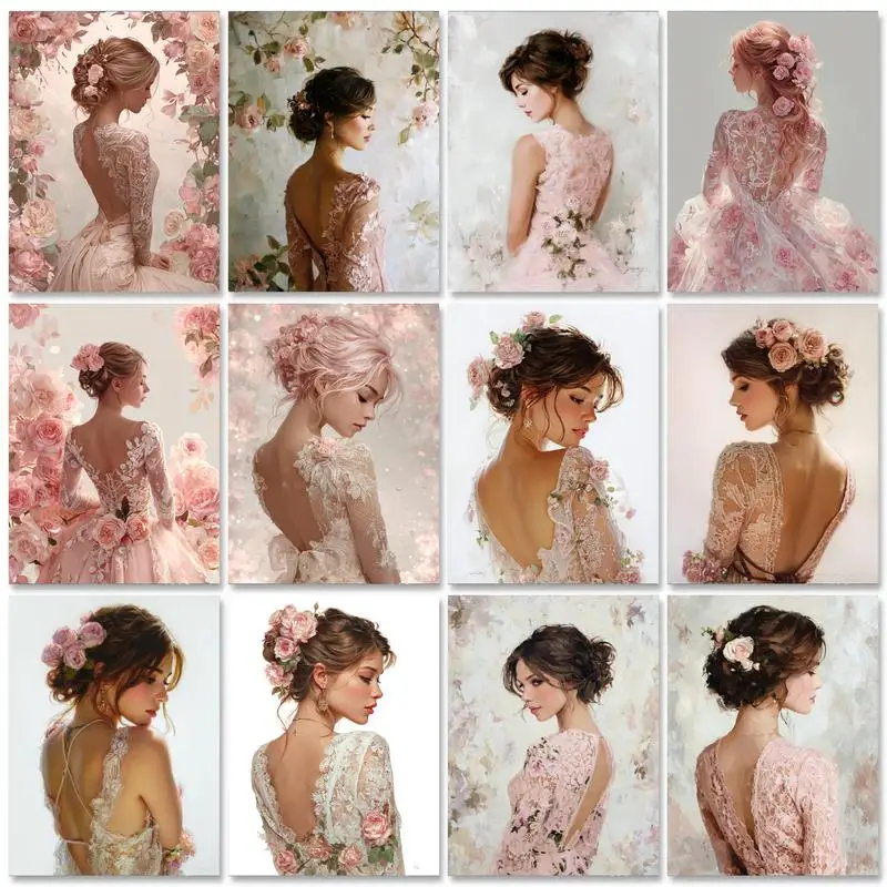 

GATYZTORY Painting By Number Rose Girl Drawing On Canvas HandPainted Gift DIY Picture By Number Portrait Kits Home Decoration