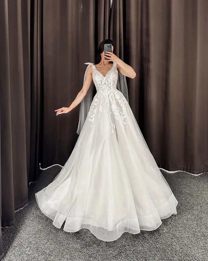 SoDigne A-line Tulle Appliques Wedding Dresses Sweetheart Sleeveless Bridal Dress 2025 Long Boho Wedding Gown Robe De Mairee