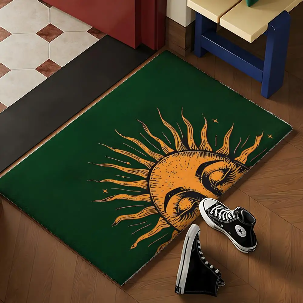 Sun Minimal Pattern cover Floor Mat Soft Flannel Rug Non-Slip Absorbent Mat for Bathroom Bedroom Home Decor