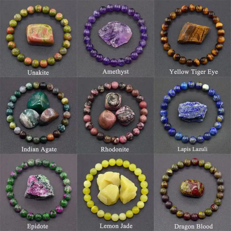 8mm Natural Stone Beaded Bracelets For Women Men Bring Wealth Love Energy Protection Crystal Beads Bracelets Meditation Jewelry