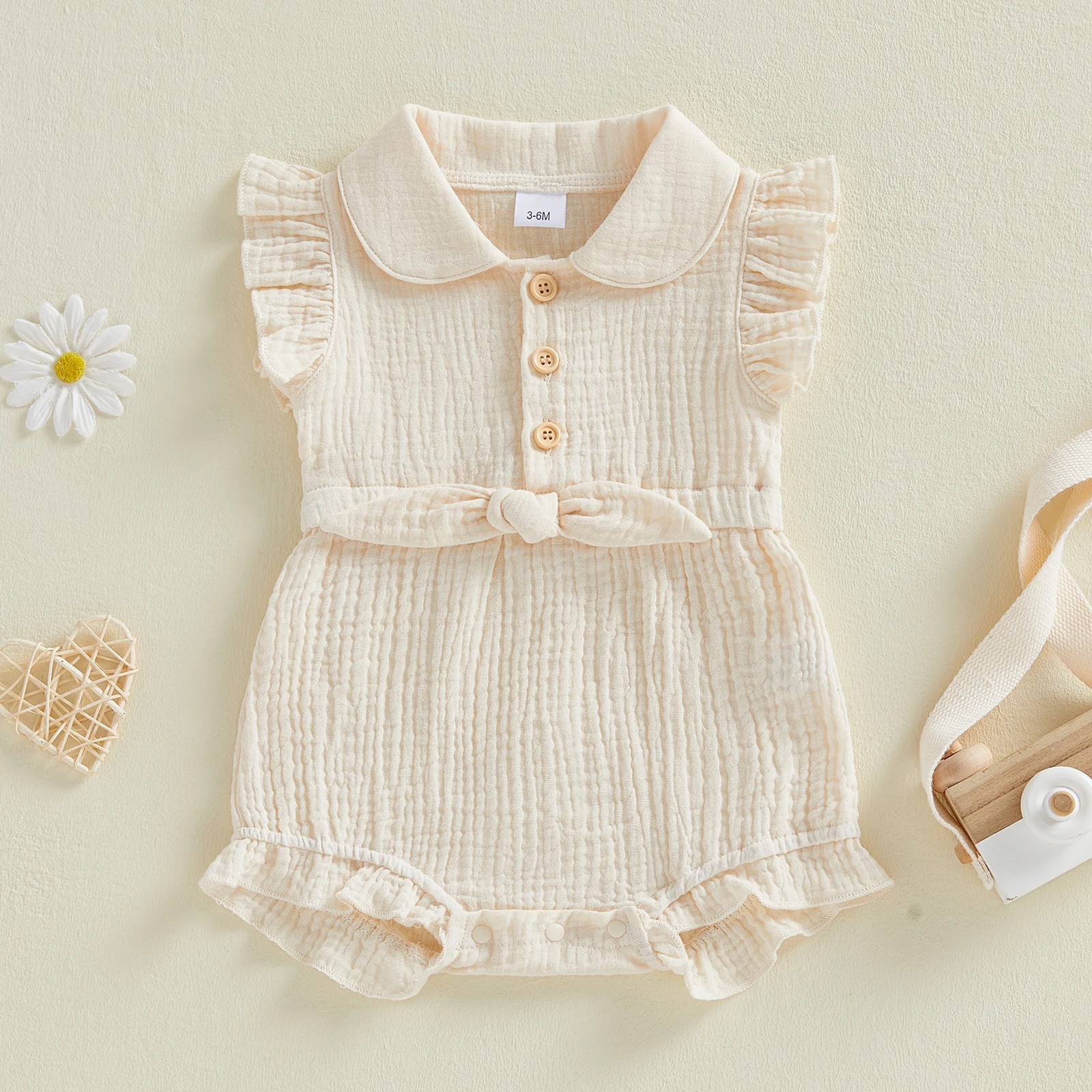 Summer Newborn Baby Girls Casu - Baby Summer Linen Sleeveless Jumpsuit ulasan dan harga