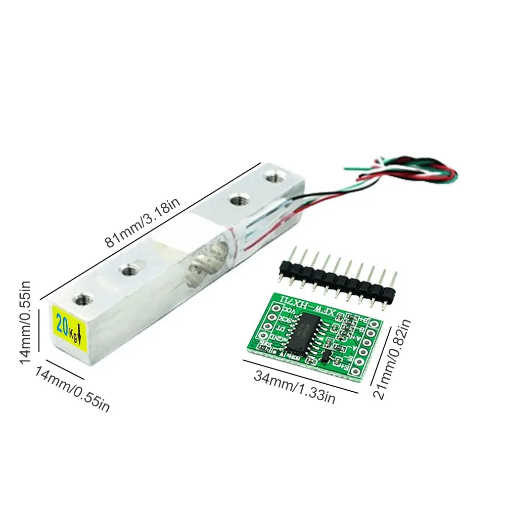 Load Cell Weight Sensor 1KG 5KG 10KG 20KG HX711 AD Module Electronic Scale Aluminum Alloy Weighing Pressure Sensor Module