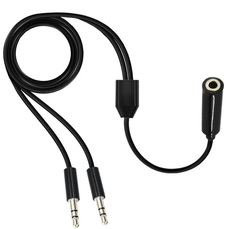 

090F Y Shaped 3.5mm Cable 3.5mm Female to 2 Male for Two Speakers Headphones