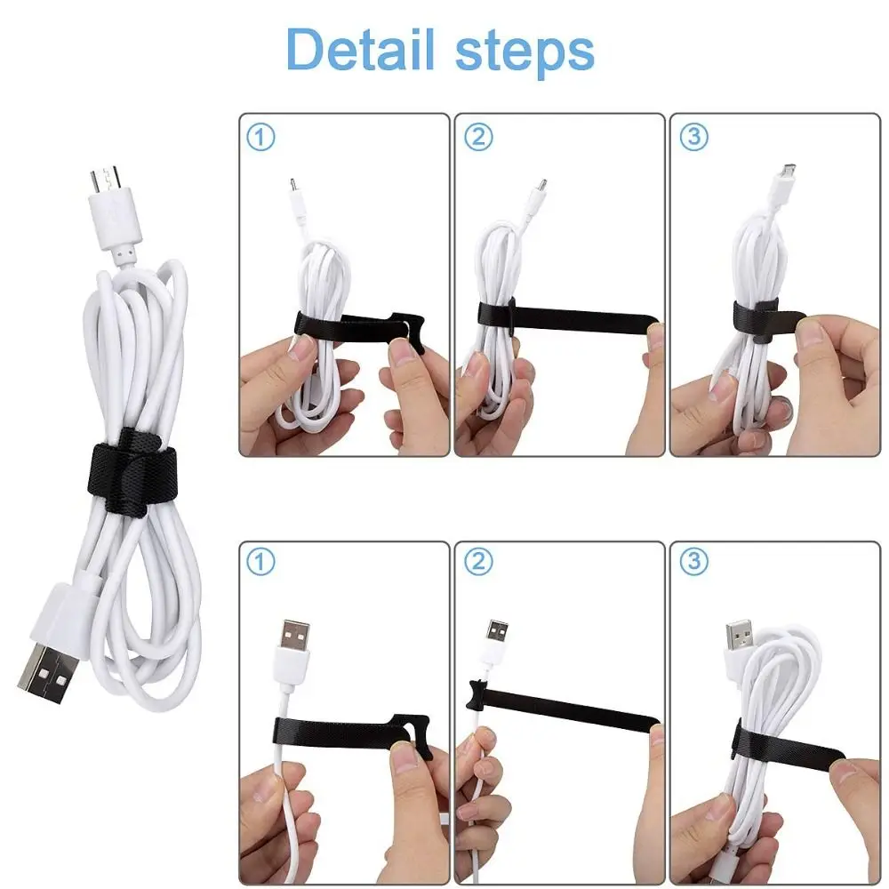 50pcs Reusable 50pcs Cable Organizer Releasable Nylon Hoop Tape Loop 7 Colors Phone Accessories Mouse