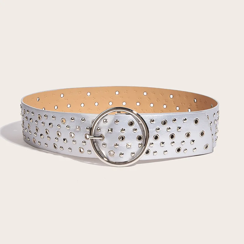 Plus Size Designer Belts For Women High Quality Punk Goth Rivet Big Waistband Wide Jeans Belt Vintage Black Corset Adjustable