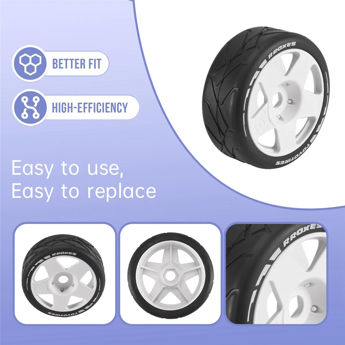 Lo-ok 103mm 1/8 Scale RC Off Road Tires Wheel 17mm Hex for ARRMA Redcat Team VRX WR8 Hobao,White