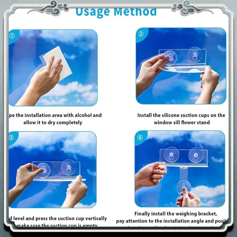 

Durable Clear Acrylic Window Plant Shelves With Suction Cups For Plants, Camera, Picture Frame