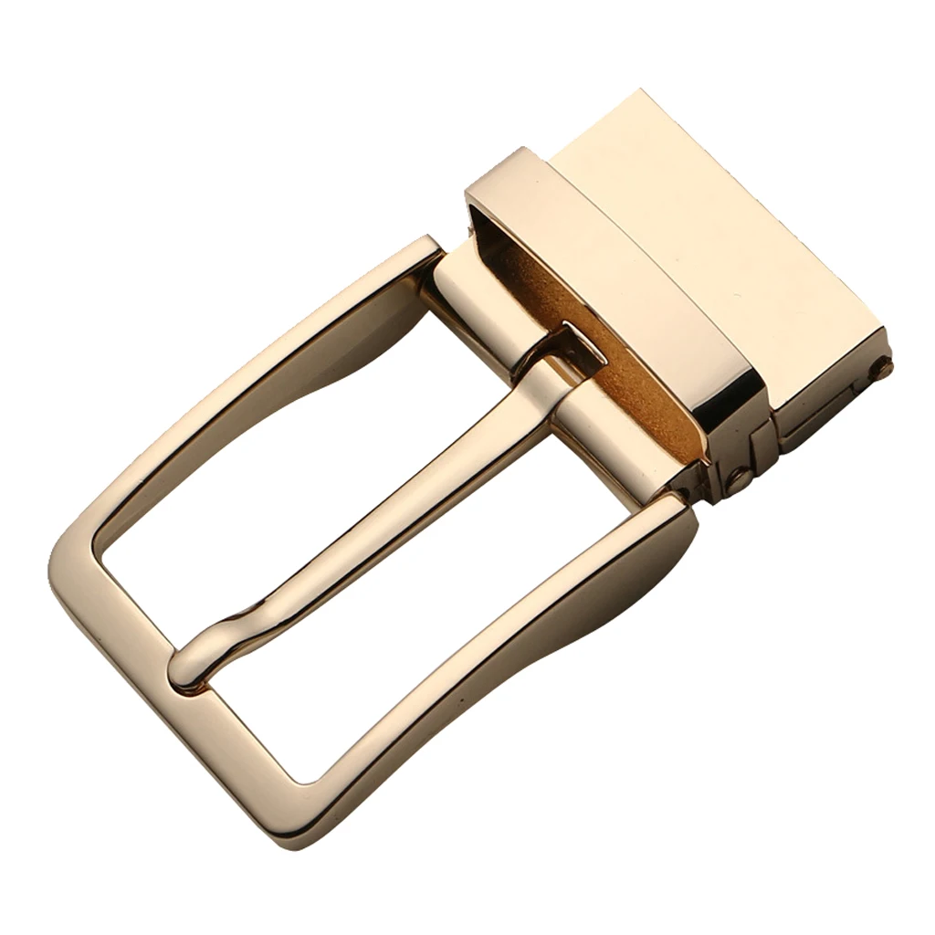 Reversible Belt Buckle for Men Single Prong Square Belt Buckle Replacement , Gold, 8x4cm