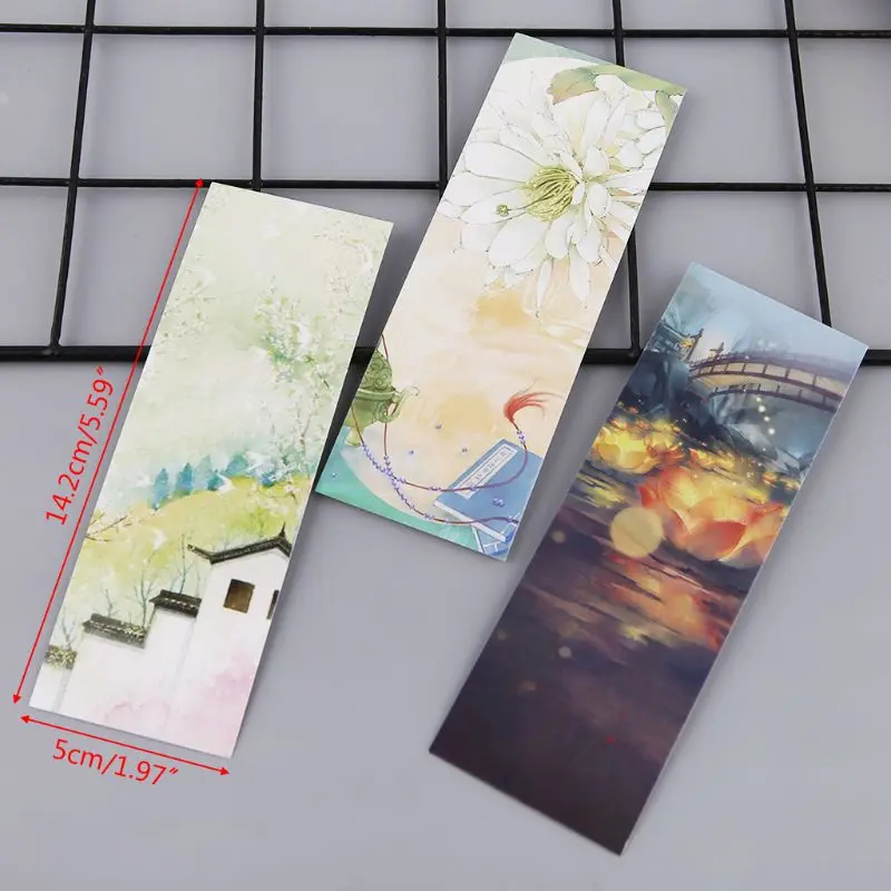 2024 New 30pcs for Creative Chinese Paper Bookmarks Painting Cards Retro Beautiful