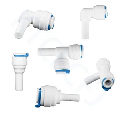 Reverse Osmosis 1/4 3/8 Hose Connection Quick Coupling 1/4 3/8 Stem L Straight Tee RO Water Aquarium Plastic Joint Pipe Fitting