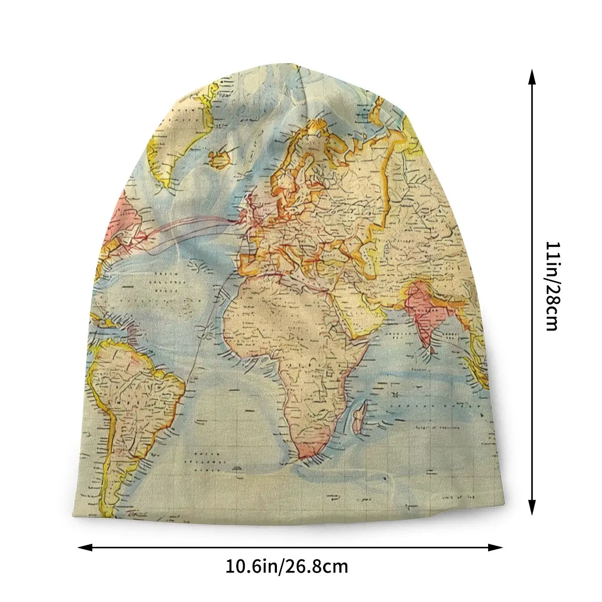 Bonnet Hats World Map Men Women\'s Thin Hat Vintage Map Of The World Autumn Spring Warm Cap Street Skullies Beanies Caps