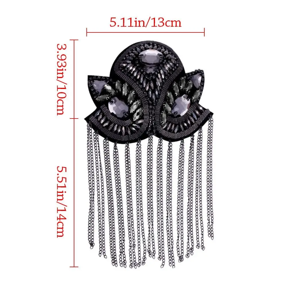 Handmade Tassel Epaulette Delicate Long Chain Rhinestones Shoulder Jewelry Classical Electroplating Brooch Men Women