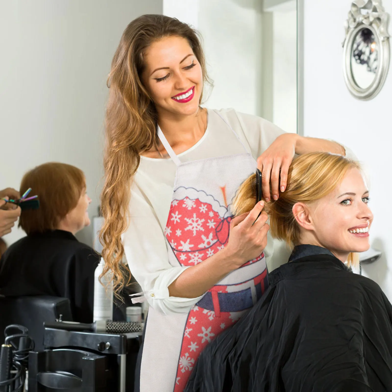 

2Pcs Cotton Linen Apron Meticulous Stitching Unisex Salon Barber Apron Easy Fold Storage for Daily Use Barber Clothing