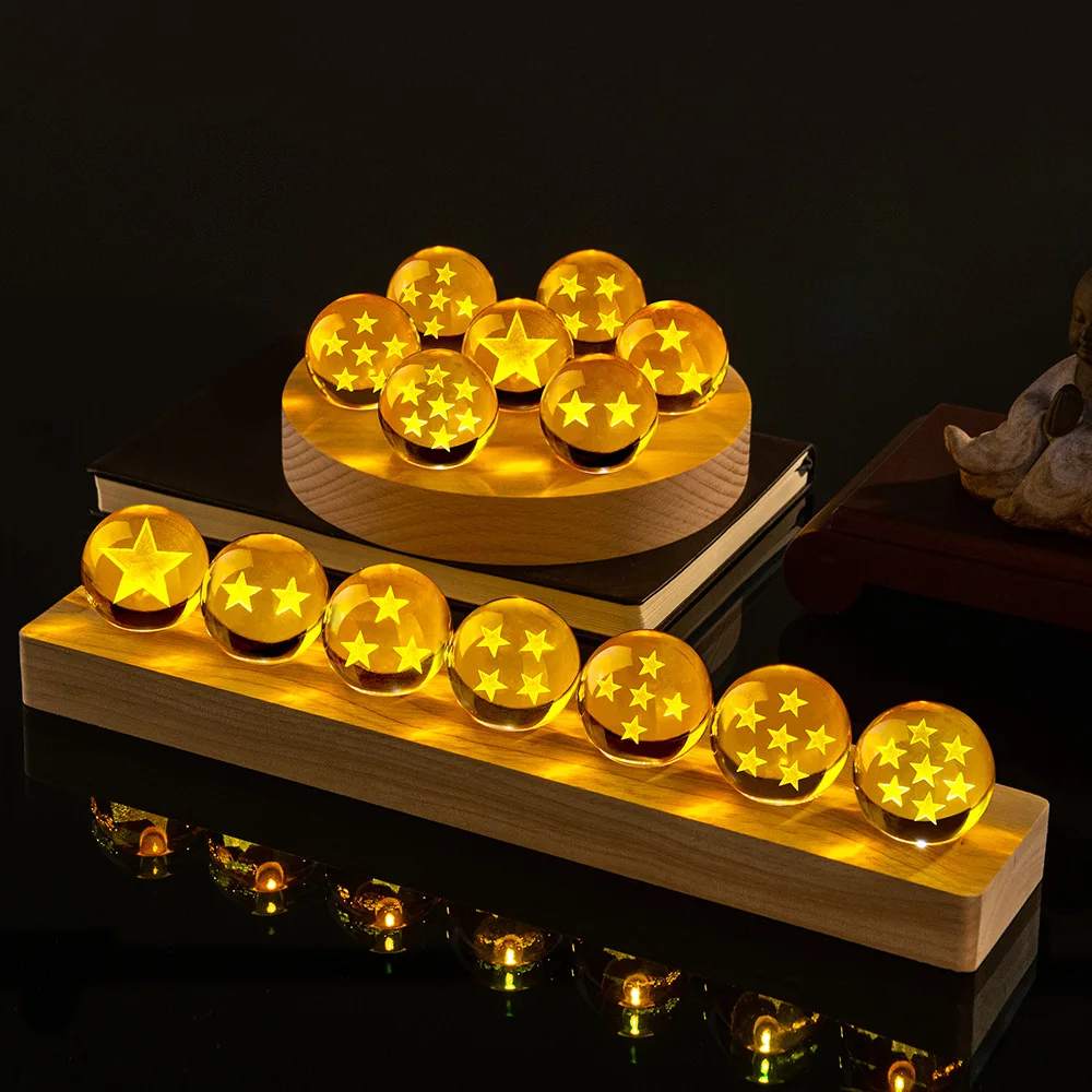 Anime Dragon Ball Z Crystal Balls Set LED Light Base Figure Model Creative Desktop Decoration Collectible Gift