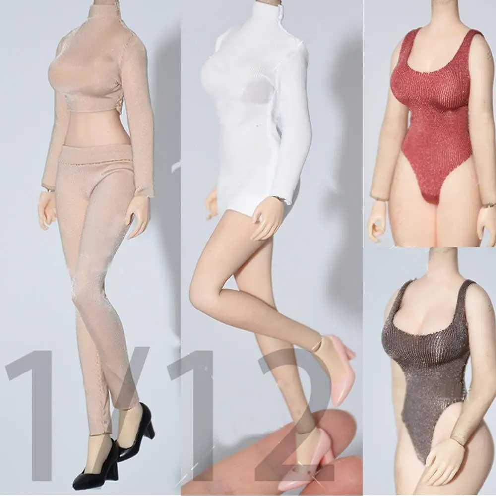 1/12 Female Soldier Model Ice Silk Tights Swimsuit Colorful Sexy Dress Socks 6Inch Action Figure Body Doll