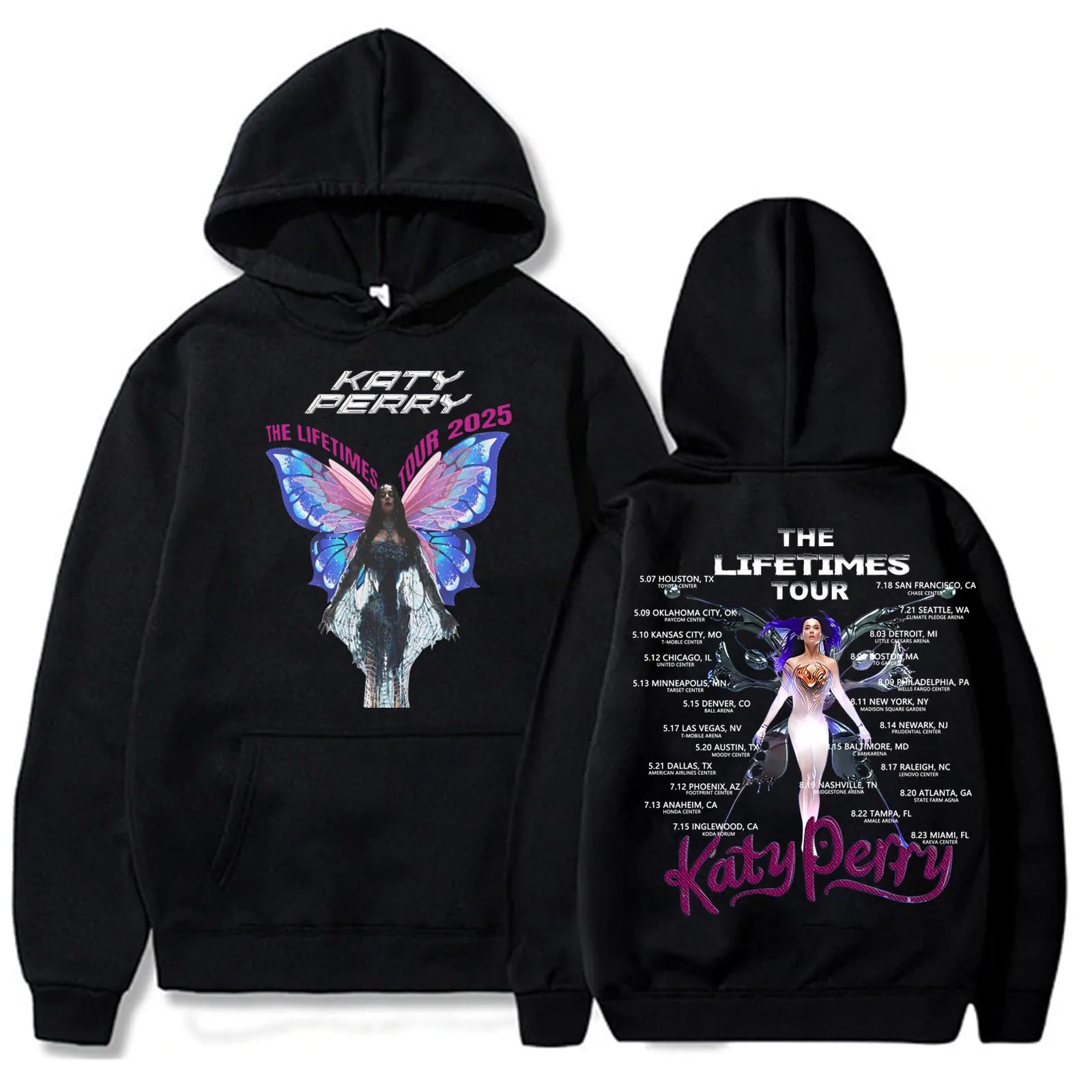 Кэти Перри Северная Америка The Lifetimes Tour 2025 Толстовка с капюшоном Harajuku Пуловер Топы Мужчина Женщина Толстовка Подарок фанатам