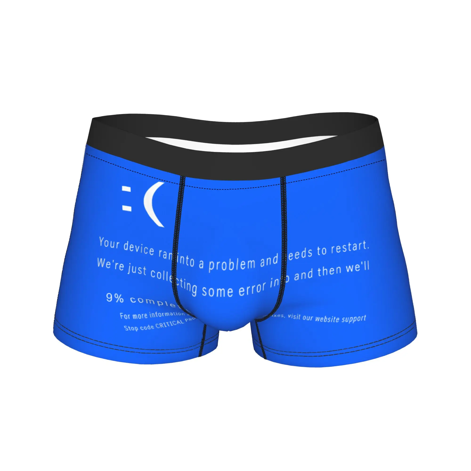 

Men Blue Screen of Death Nd Error Underwear Computer BSOD Hot Boxer Briefs Shorts Panties Homme Breathable Underpants Plus Size