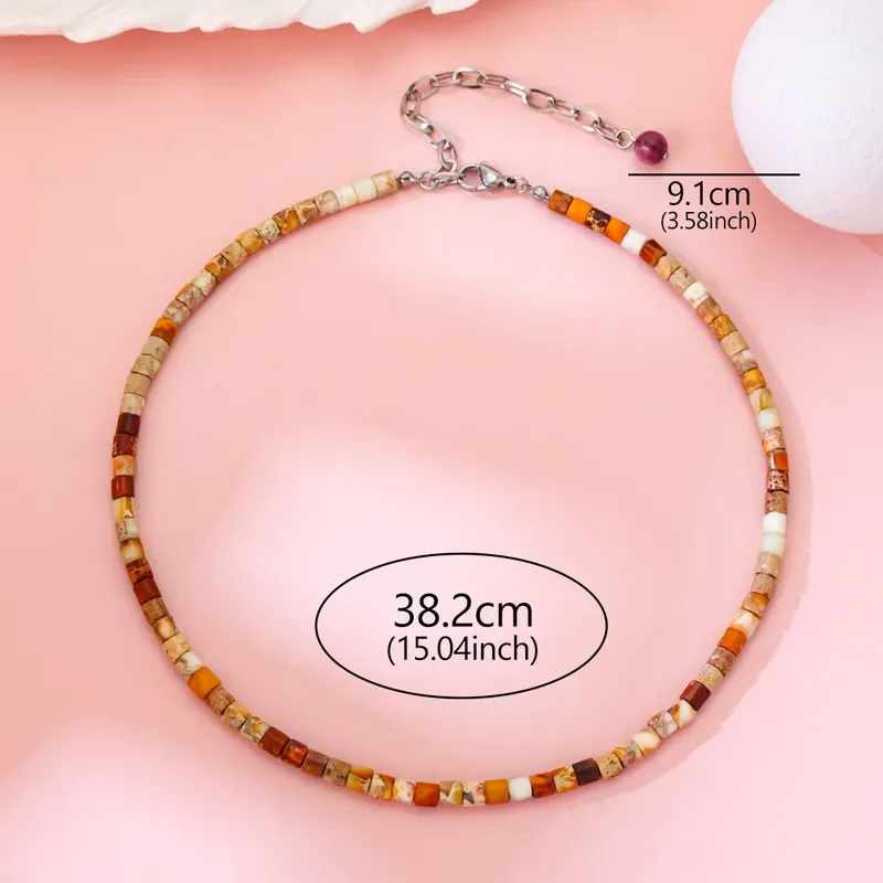 European, American Bohemian Color Beaded Necklace Dopamine Personality Rainbow Clavicle Chain Niche Necklace Jewelry Women
