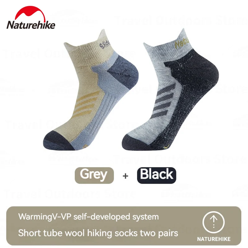 Naturehike Outdoor Sports Right Angle Socks Winter Running Damping Cycling Thermal A Pair Wool Short Socks Anti-odor Breathable