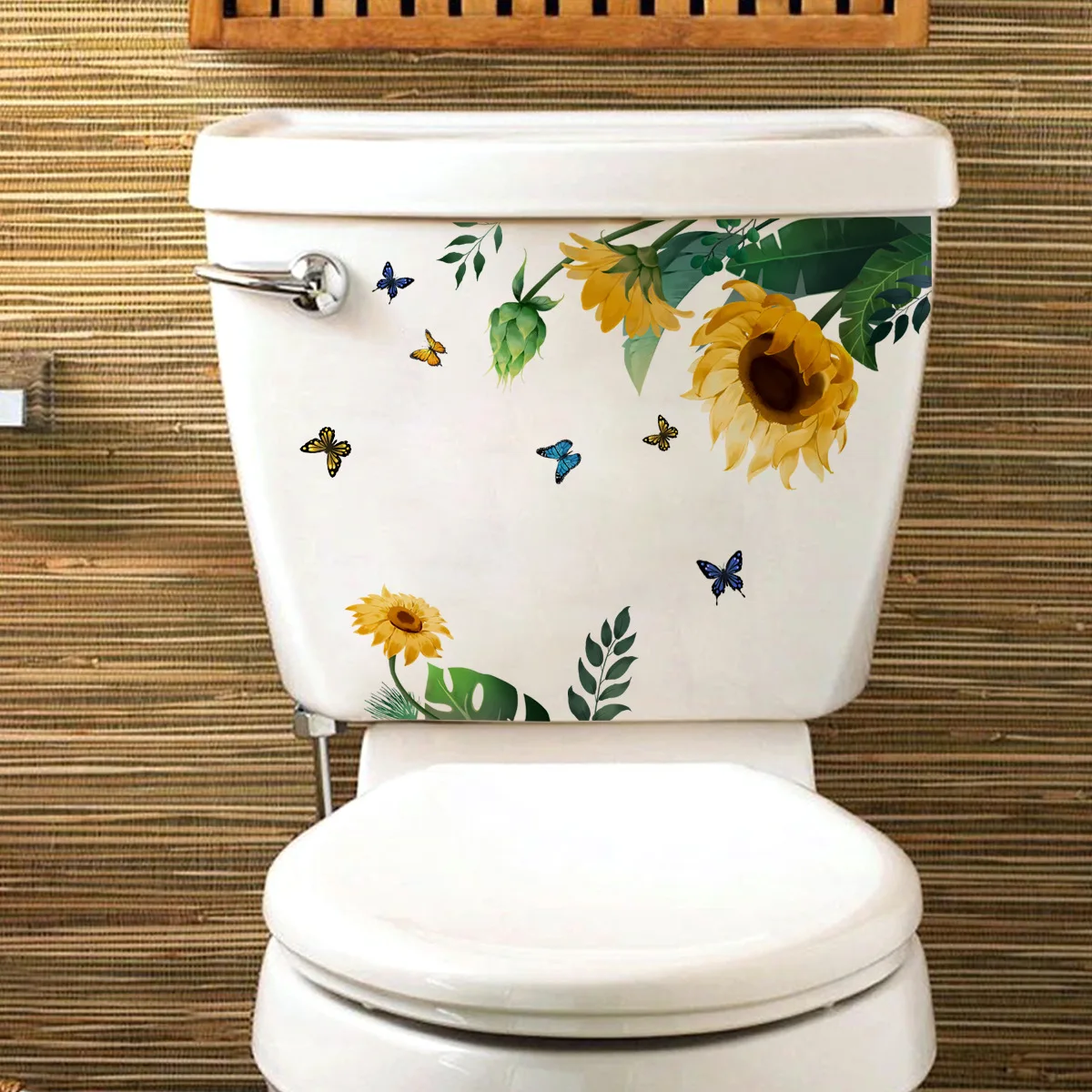 

30*20cm Plant Sunflower Butterfly Wall Stickers Toilet Stickers Background Wall Toilet Decorative Wall Stickers Wallpaper Ms437