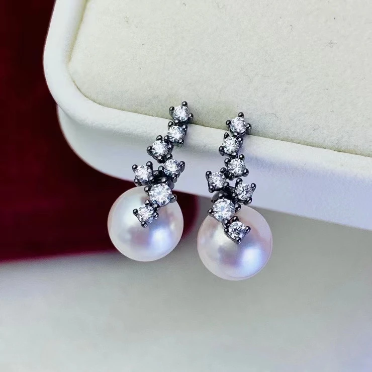 

Wholesale 925 Sterling Silver Earrings Mount Findings Settings Base Mounting Parts Accessory for 7-8mm Pearls