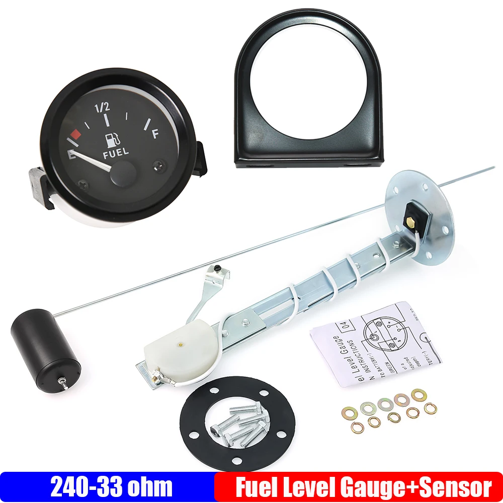 Pointer 52MM Fuel Level Gauge 240-33ohm Fuel Oil Float Level Sensor for Universal Petrol Racing Car Fuel Meter White LED 12VDC